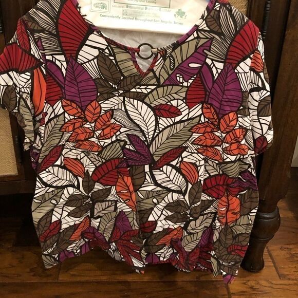 Multicolored fall leaves plus size blouse - Picture 1 of 3